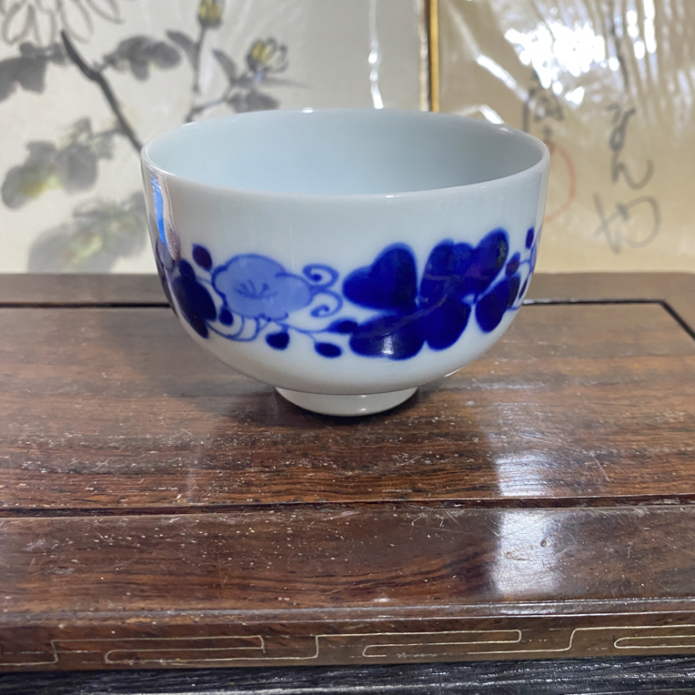 清水烧名家款渡边眉山手绘花卉缠枝莲主人杯茶杯