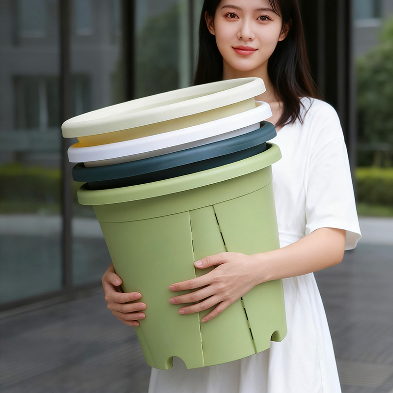 新款三代青山控根树脂花盆加厚耐用侧面透气孔深型家用塑料加仑盆