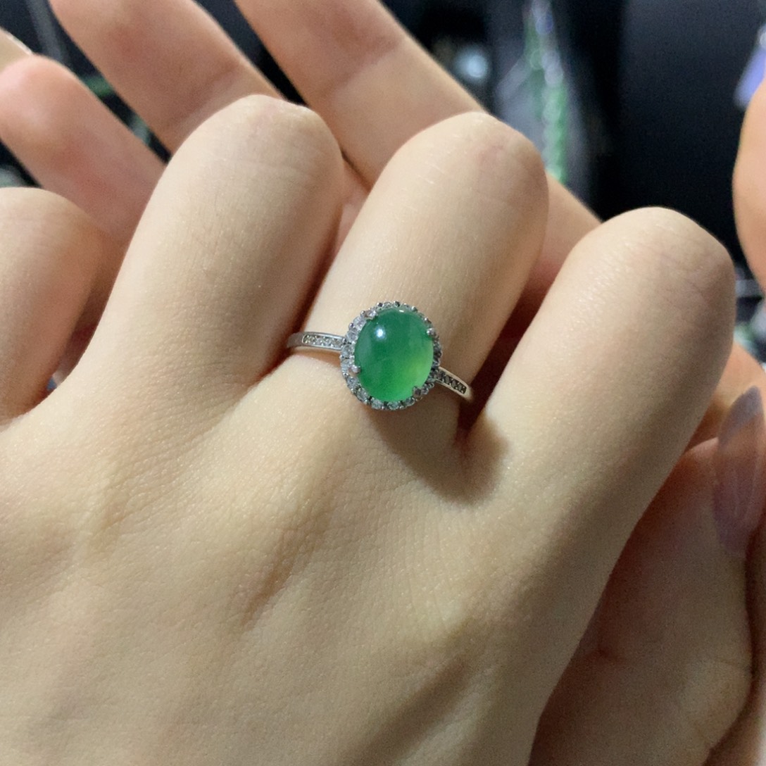 翡翠戒指银S925镶嵌