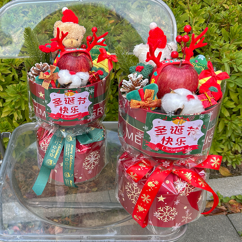 圣诞节创意玩偶小熊卡通仿真花束小香风送女友闺蜜平安夜创意礼物