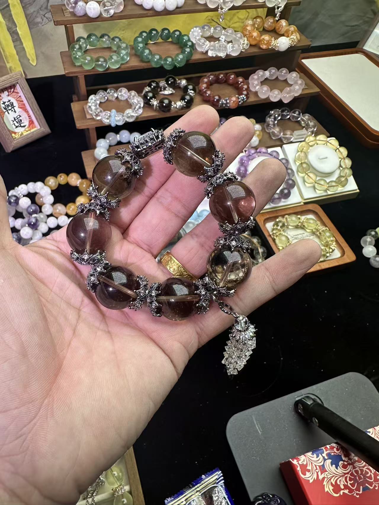 天然 茶晶晶手串