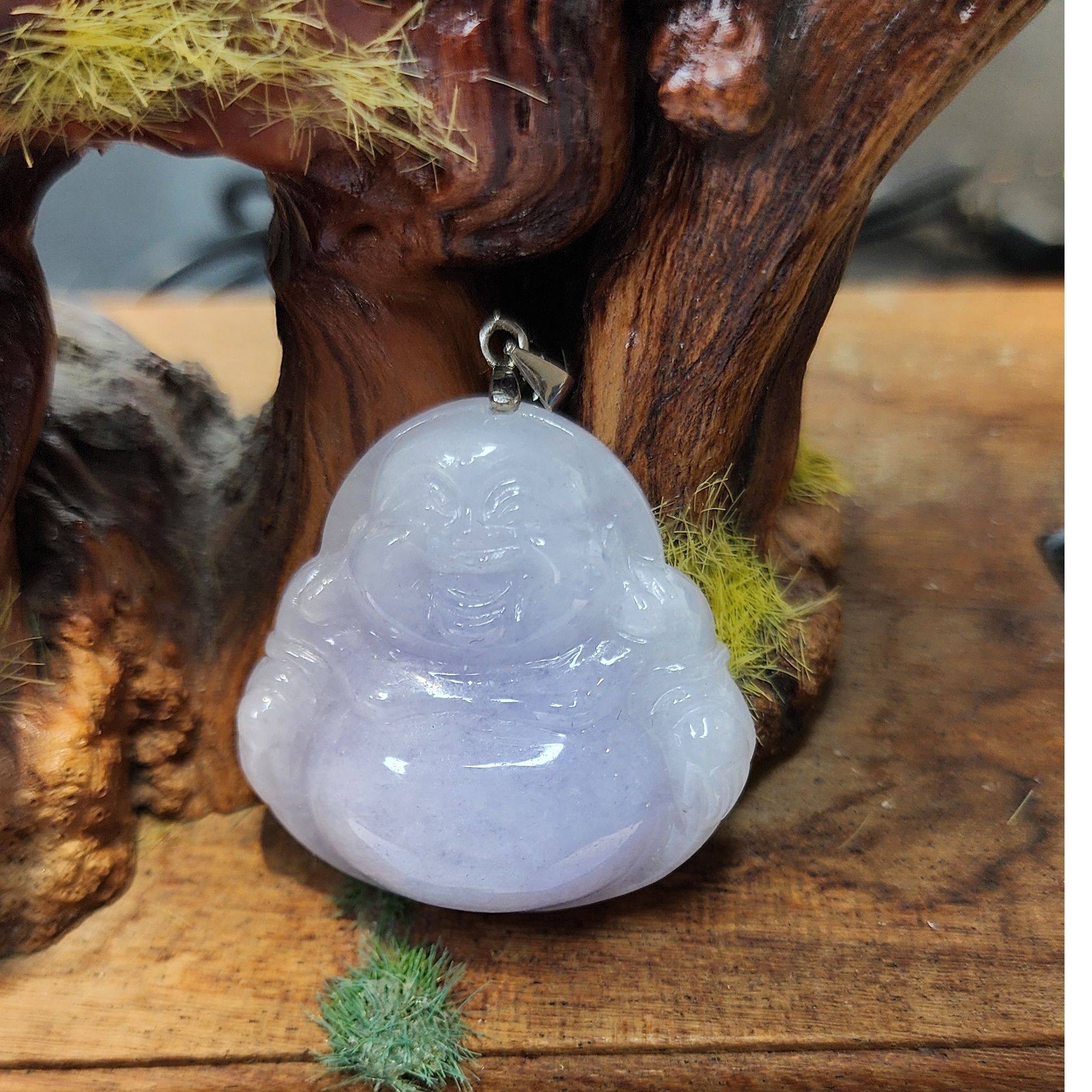 天然的缅甸翡翠A货 佛公 女士  笑口常开  紫气东来 大肚佛  厚装