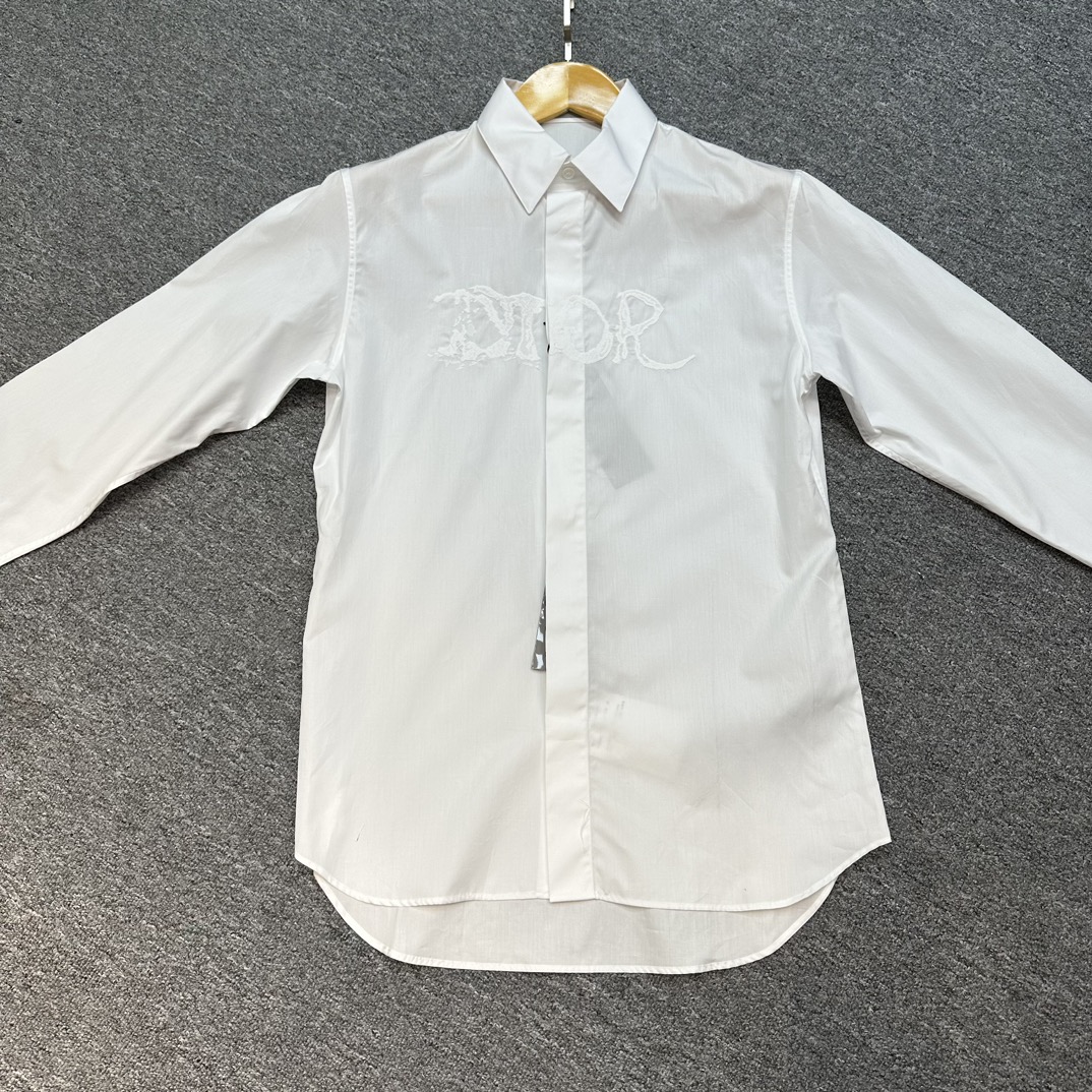 未使用 DIOR/迪奥 Dior迪奥男士白色胸口大logo长袖衬衫114374