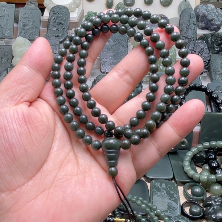 和田玉（青玉）卡6链子未镶嵌