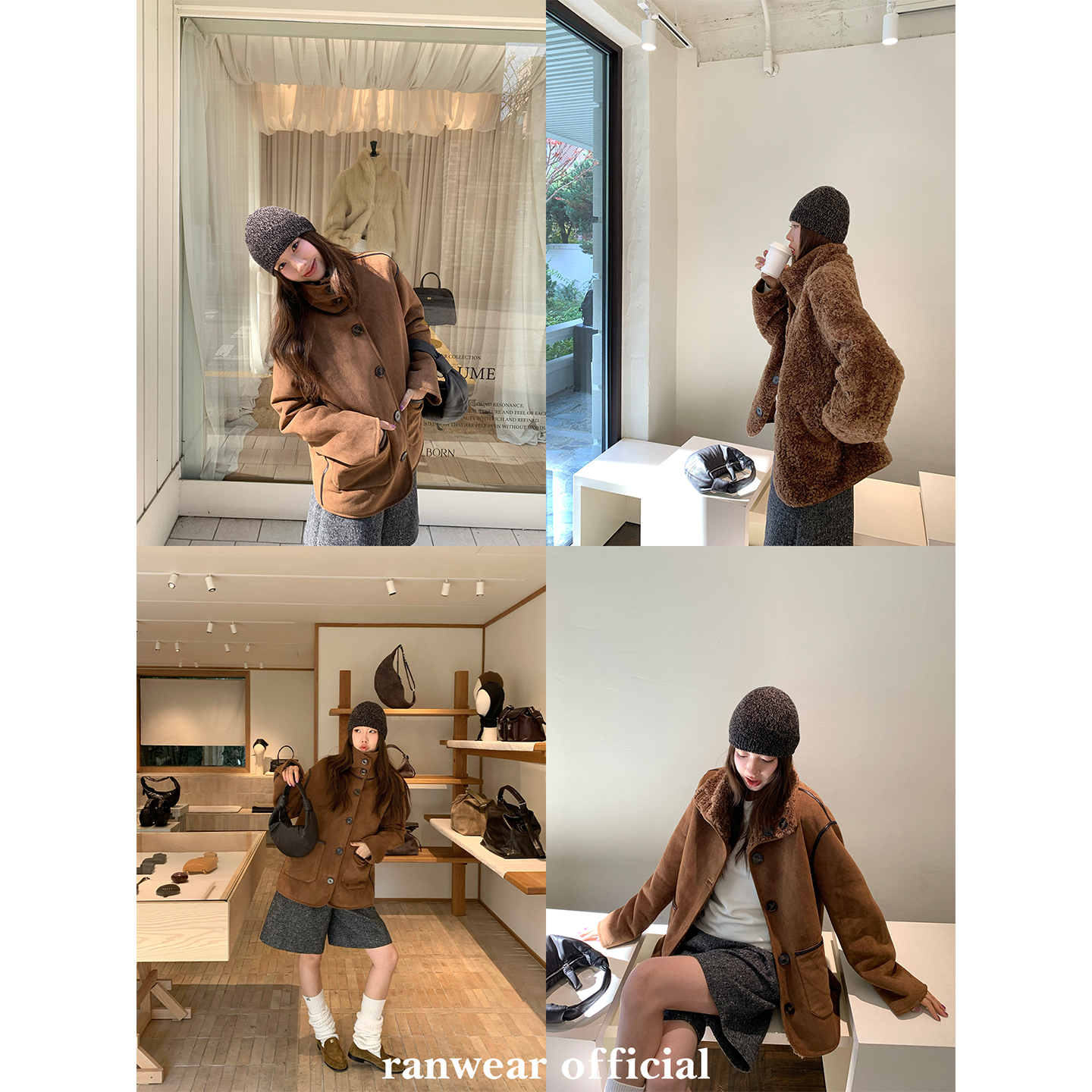 人造皮草 Ranwear'挪威冬令时'双面穿!立领泰迪绒麂皮环保皮草