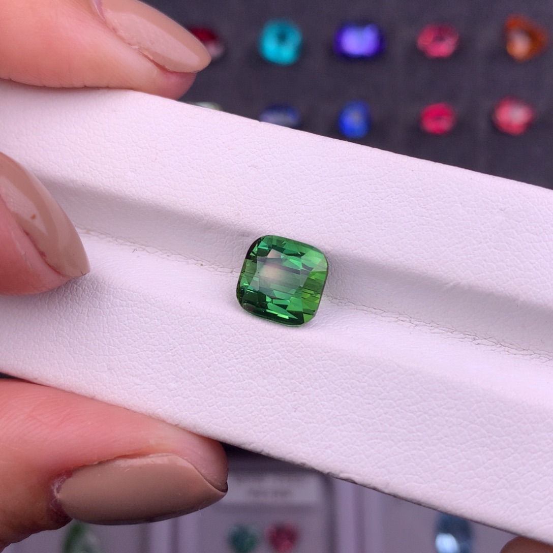 碧玺珠宝半成品未镶嵌3.08ct阿富汗绿碧玺全净无暇