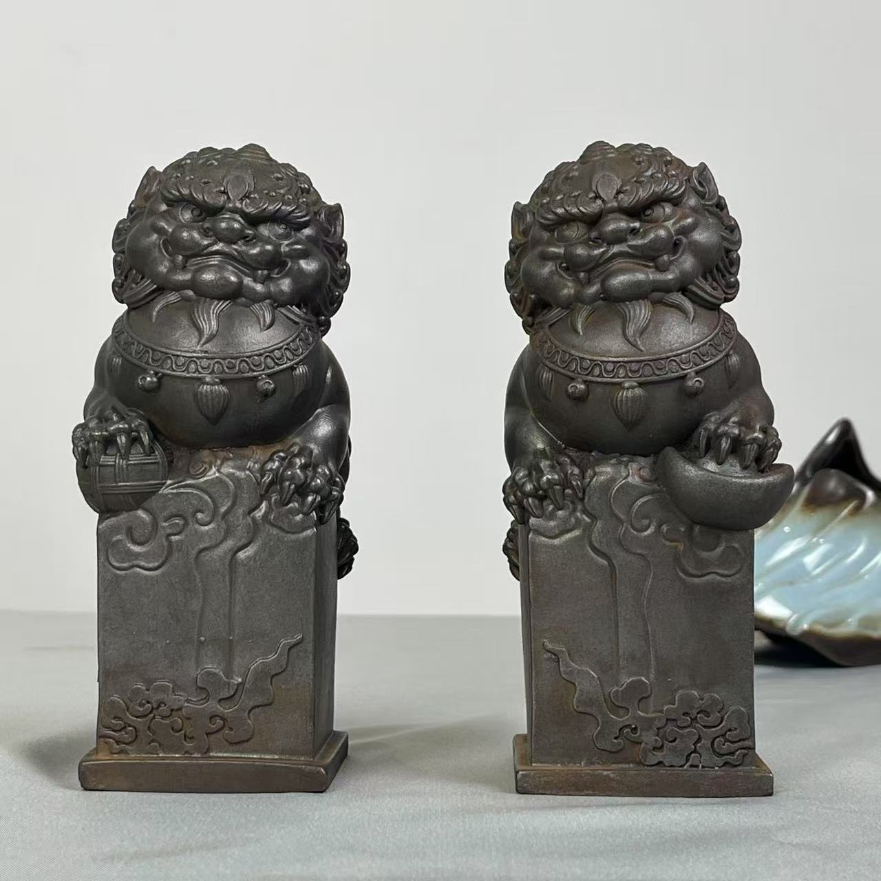 传统铸铁艺术可爱风国潮潮流高级小众石狮石玺狮子工艺装饰品