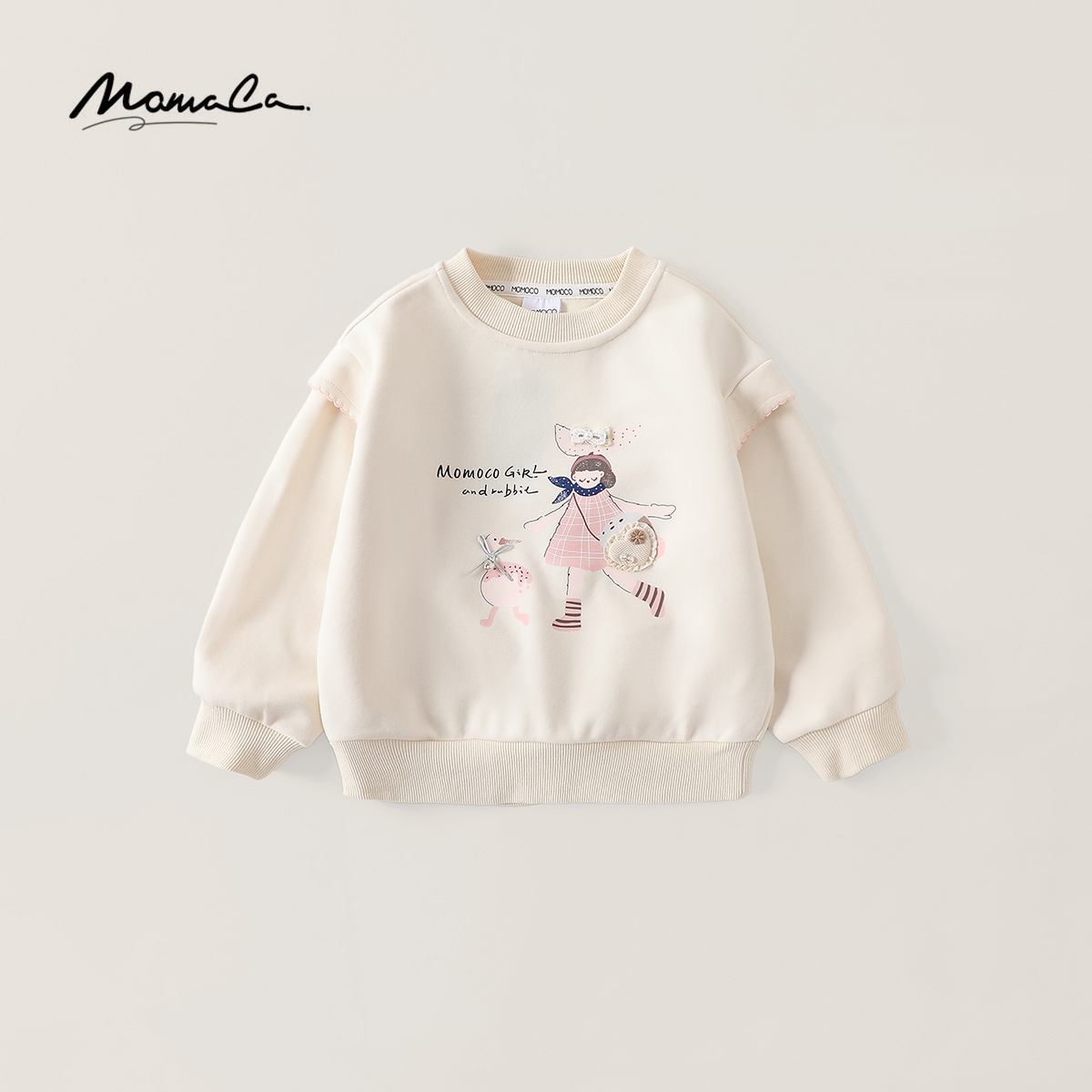 MOMOCO春秋季女童中大童涂鸦卫衣童趣圆领百搭上衣77740232011
