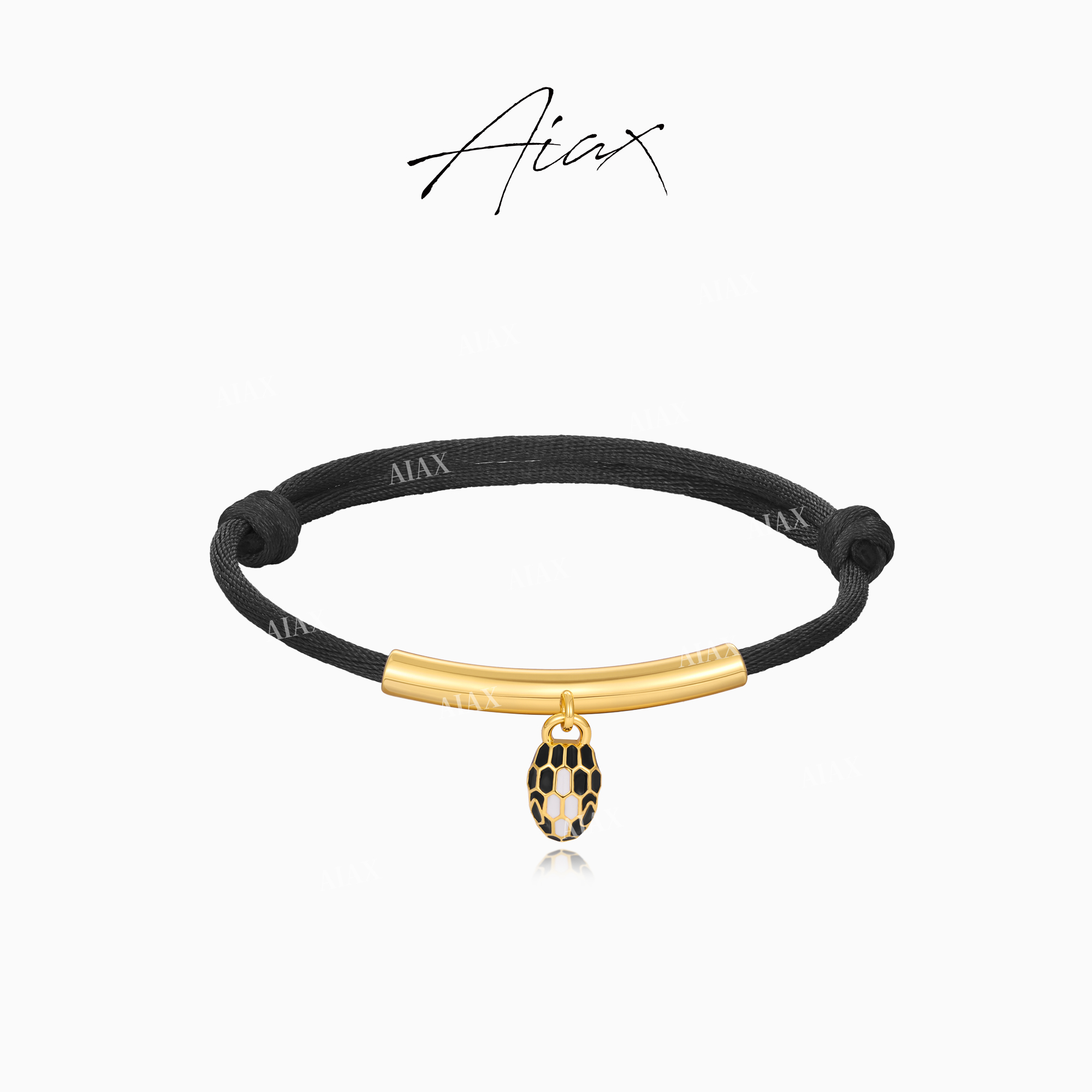 AIAX【灵蛇】镀K金 小众设计感高级百搭饰品黑色蛇头手链TSS6970