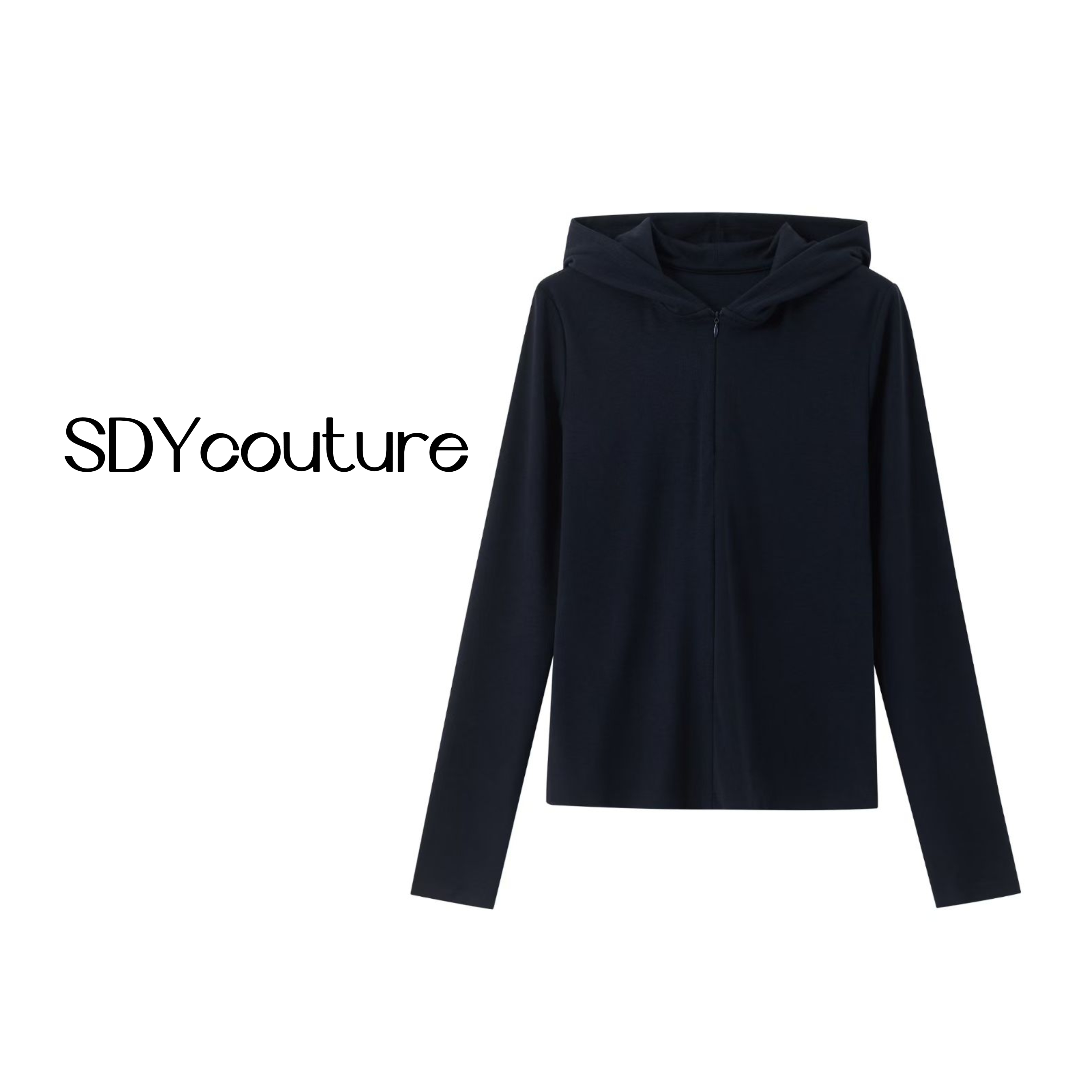 SDY25秋冬新品 进口绵羊毛修身弹力拉链连帽衫肩袖立体设计