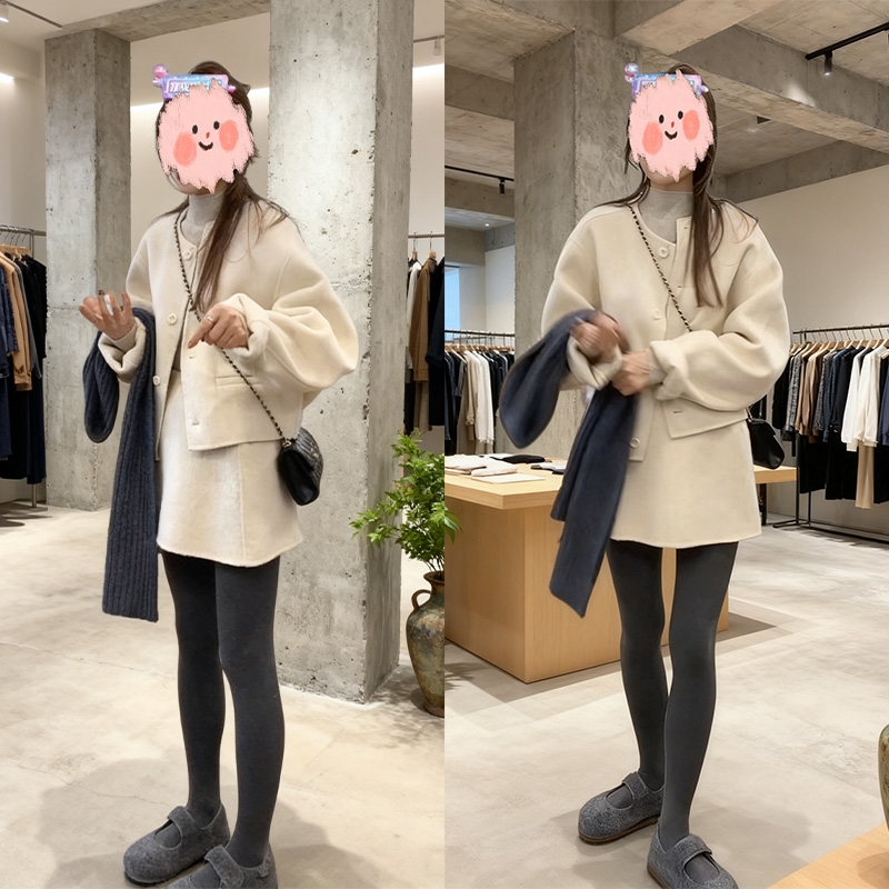 【漫画】韩版气质感时尚外套秋冬百搭舒适休闲短裙套装