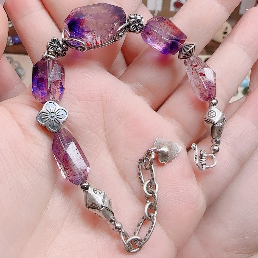 猪***囡水晶手串未镶嵌彼岸花紫超7设计款手链