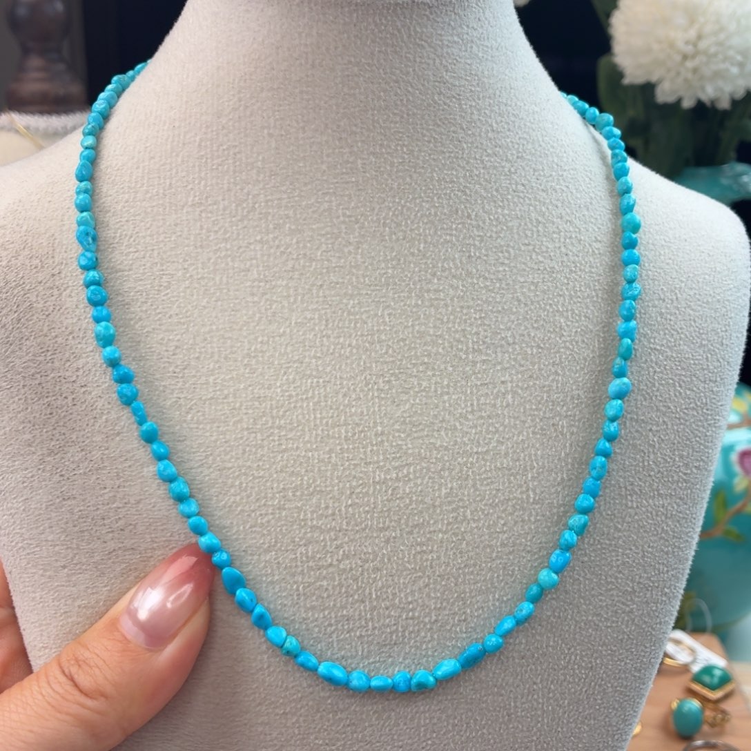 绿松石银S925镀金镶嵌颈饰