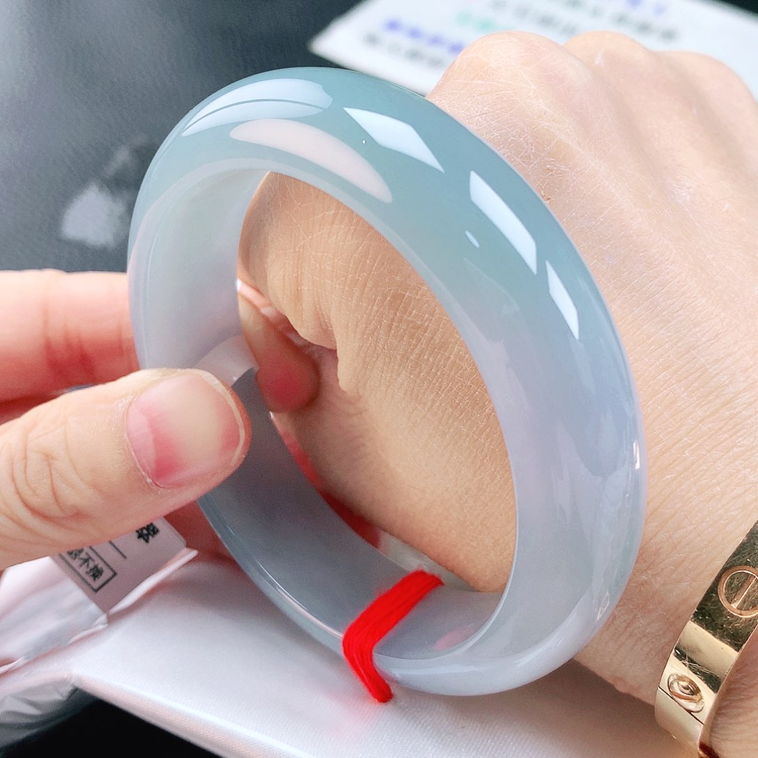 未镶嵌手镯翡翠56冰蓝轮胎