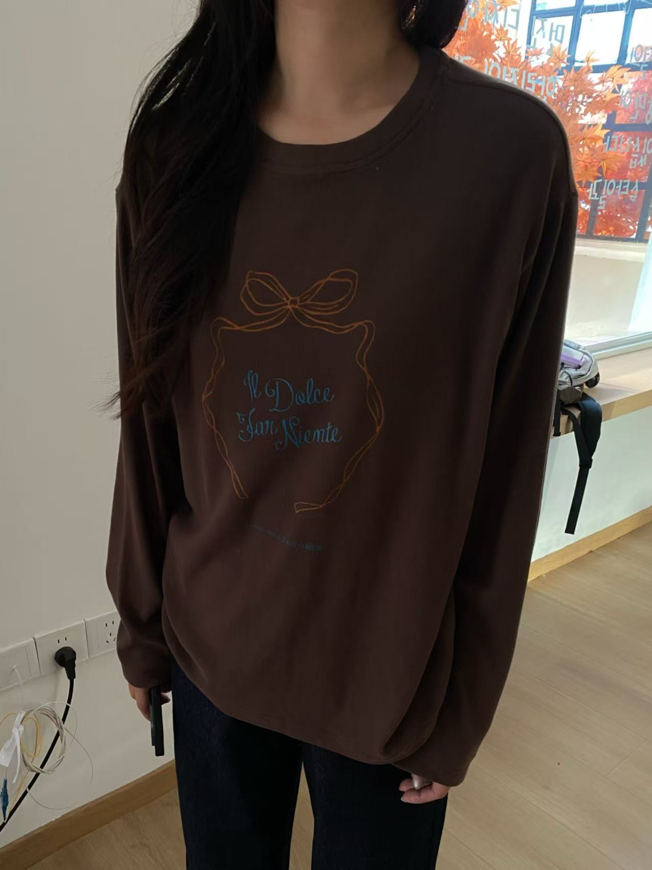 韩代.茜茜  蝴蝶结长袖 条绒款 柔软暖和 L251002050