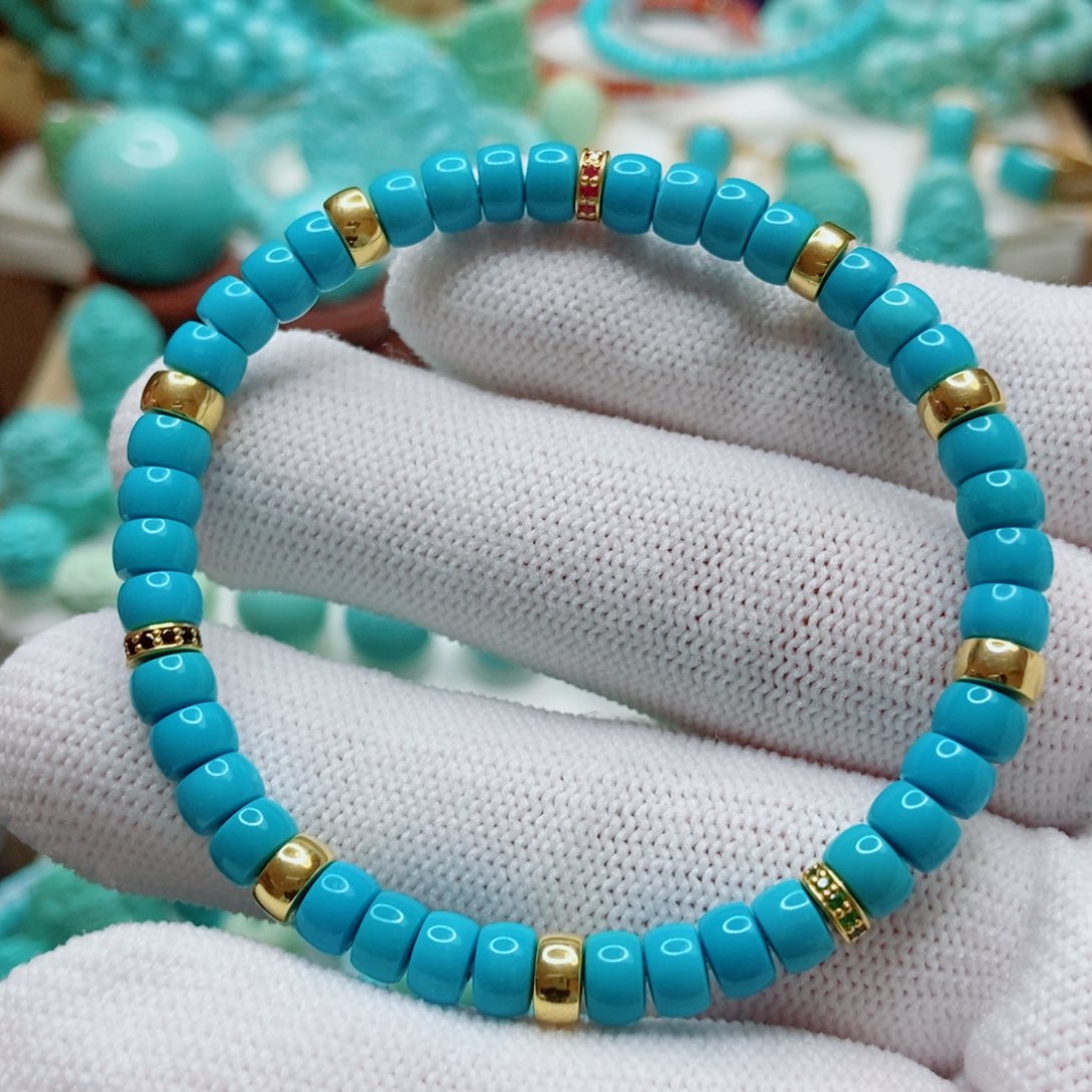 绿松石18K金镶嵌珠子