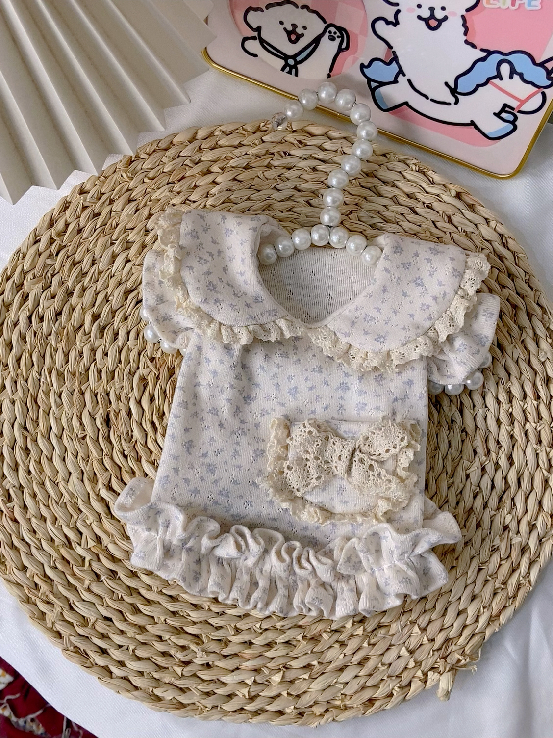 娃娃领碎花提花针织裙子宠物衣服|小饼干手作