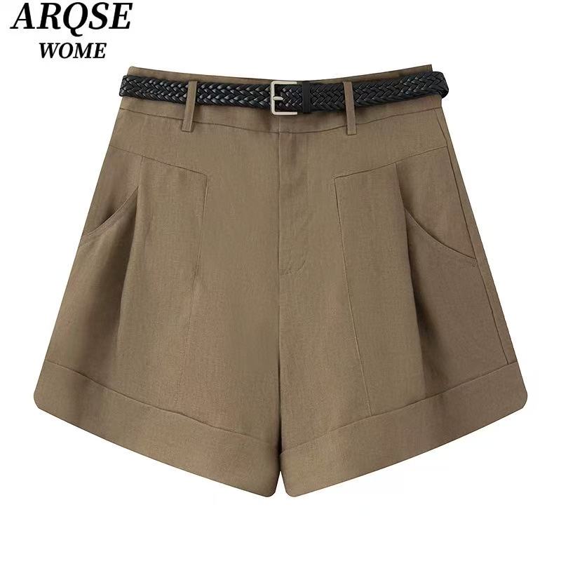 【短裤】【商场同款】2025夏季新品款配腰带阔腿短裤休闲裤女3057