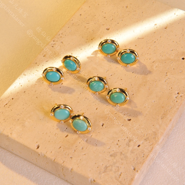 925银耳饰 【杨仙仙珠宝】银镶多宝耳钉一对-多样性发货发其一X4091