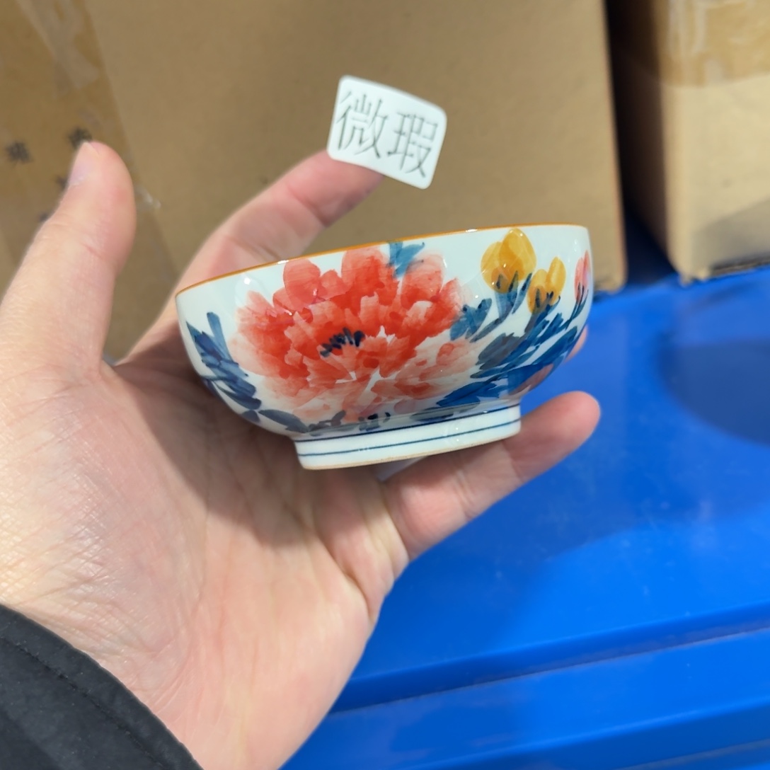 釉下手绘茶具微瑕