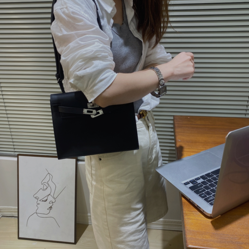 凯莉包斜挎跳舞包真皮手掌纹单肩手提包时尚轻奢女包