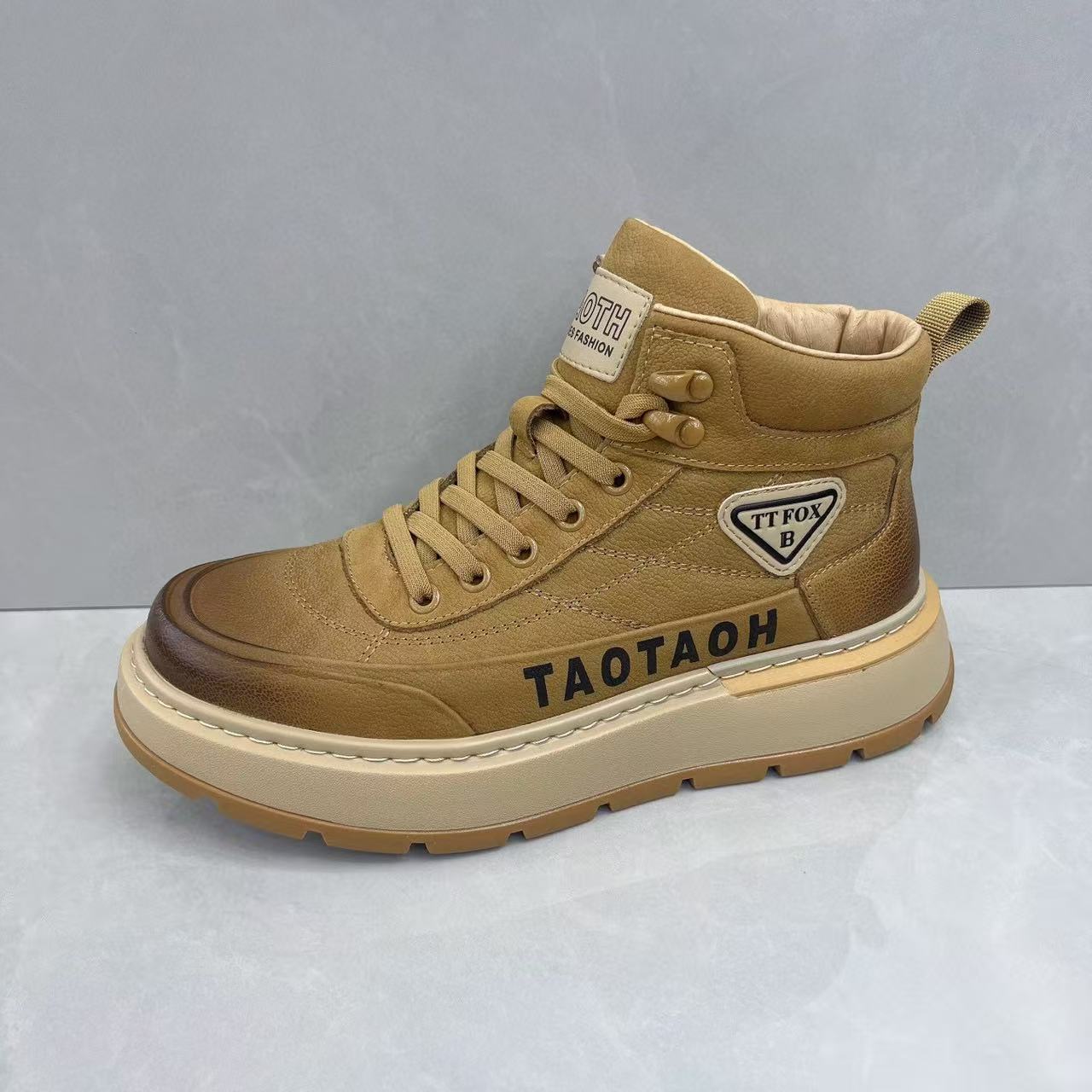 男鞋2025秋冬新款头层牛皮轻便厚底增高真皮百搭高帮运动休闲板鞋