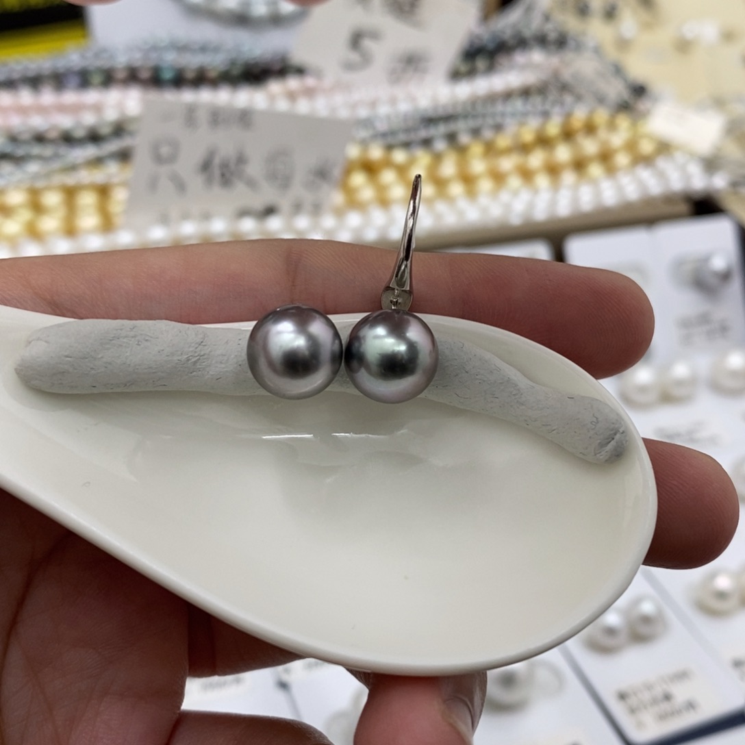 海水珍珠裸珠未镶嵌大溪地铂金灰10-11不含配件