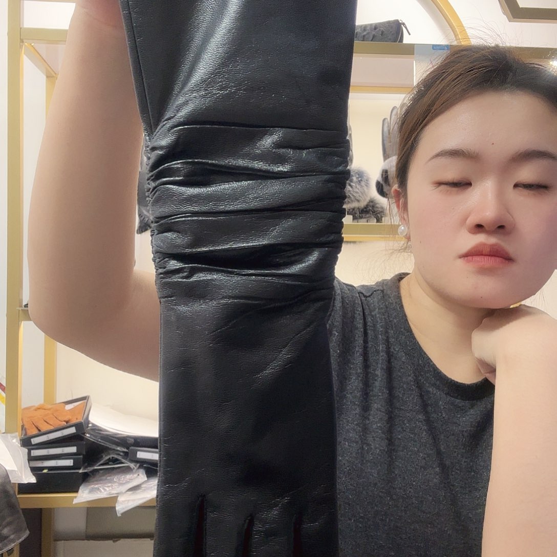 羊皮皮袖连指抽褶S码加绒