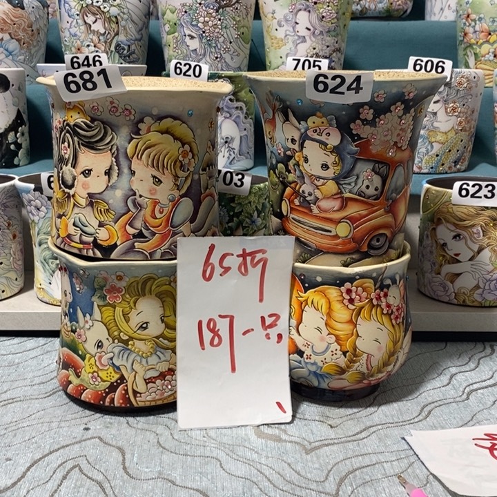 红陶景德镇陶瓷劲松花盆