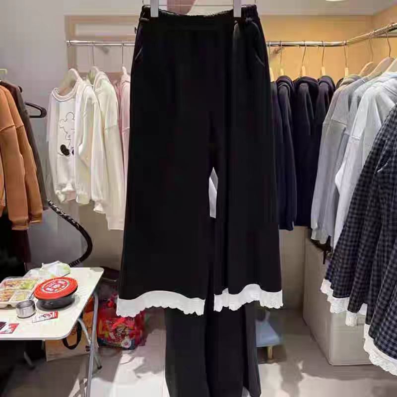 88367大码女装夏季新款蕾丝边阔腿裤