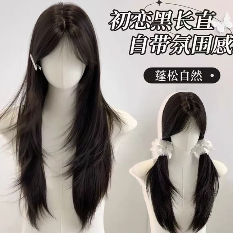 假头发女长发黑长直中分刘海氛围感Lolita全头套