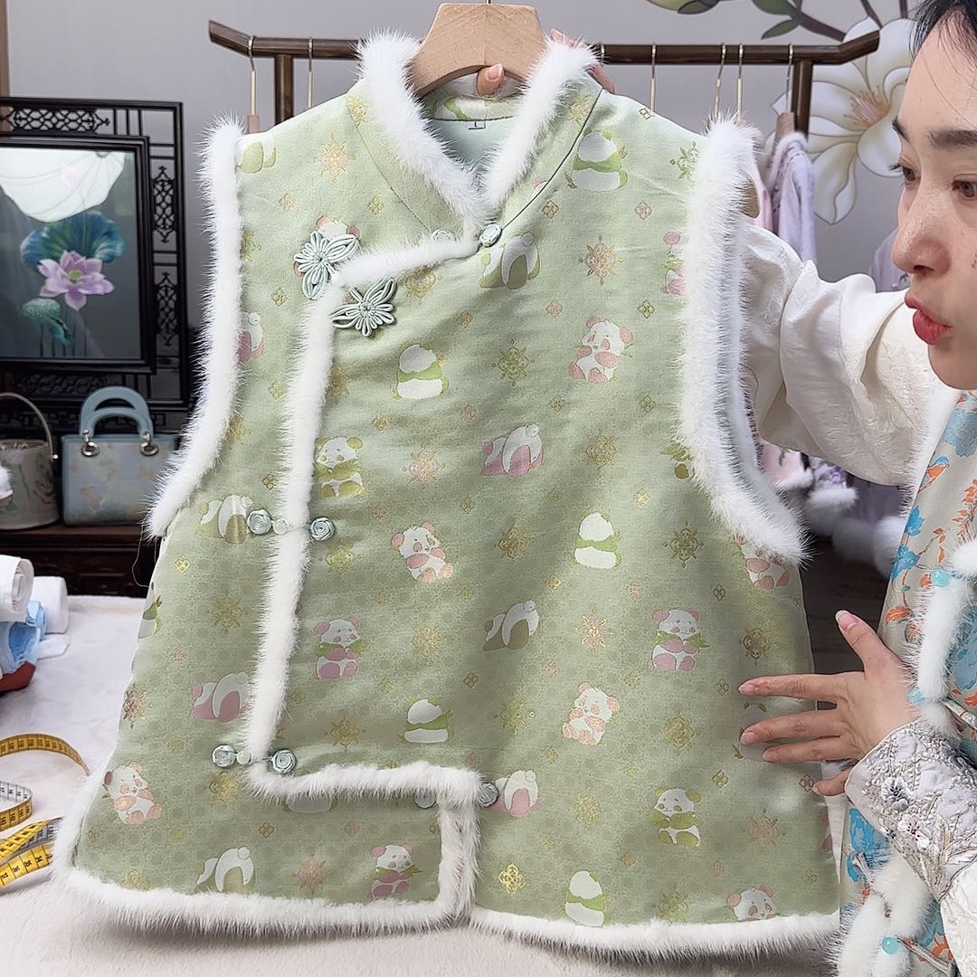 刺绣4宋锦马甲棉马甲胸围104