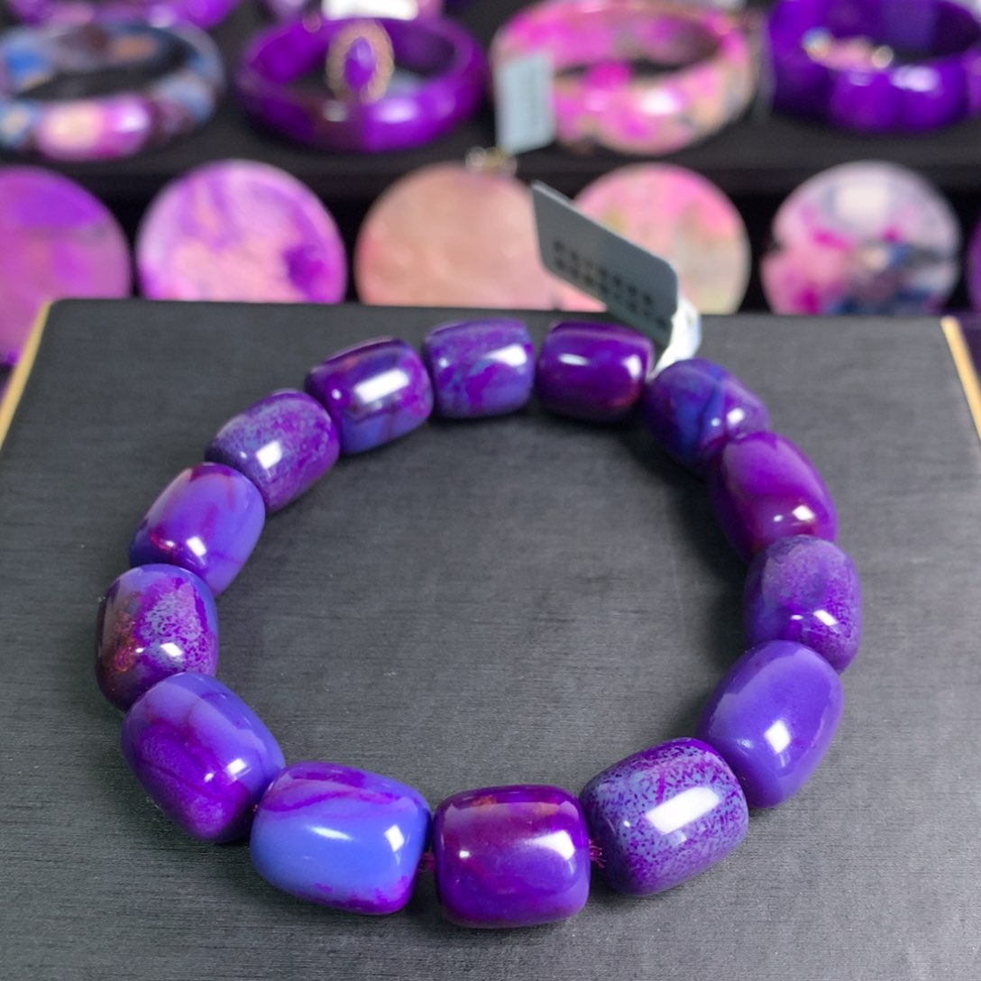 苏纪石（舒俱来）幻彩桶珠手串未镶嵌