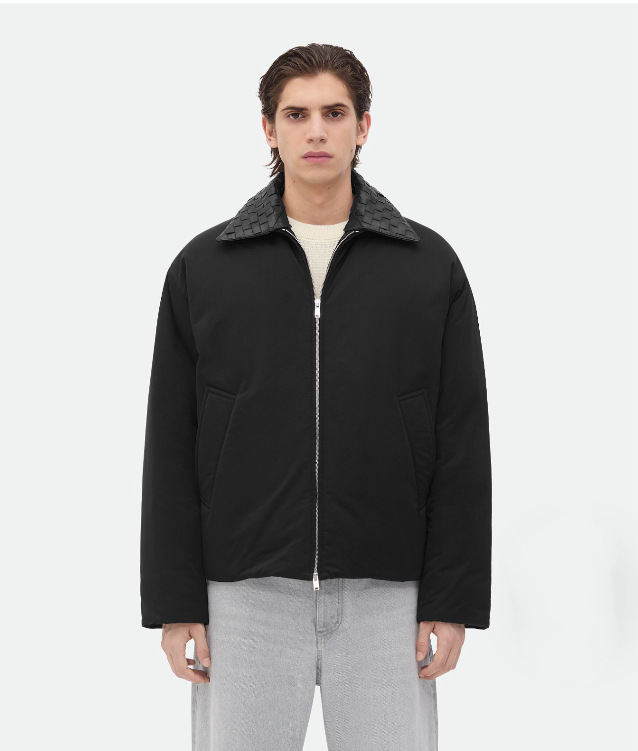 Bv 85800 西班牙绵羊皮男士外套真皮鹅绒服修身休闲款