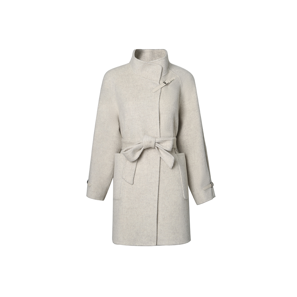 *31短款扎染秋冬毛呢外套插肩袖大衣气质双面呢外套61013