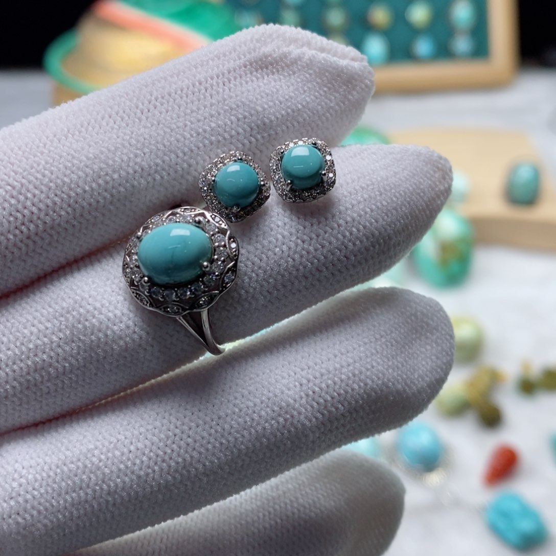 绿松石银S925镶嵌颈饰