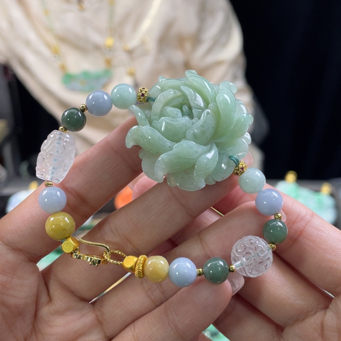 翡翠手链未镶嵌代编织