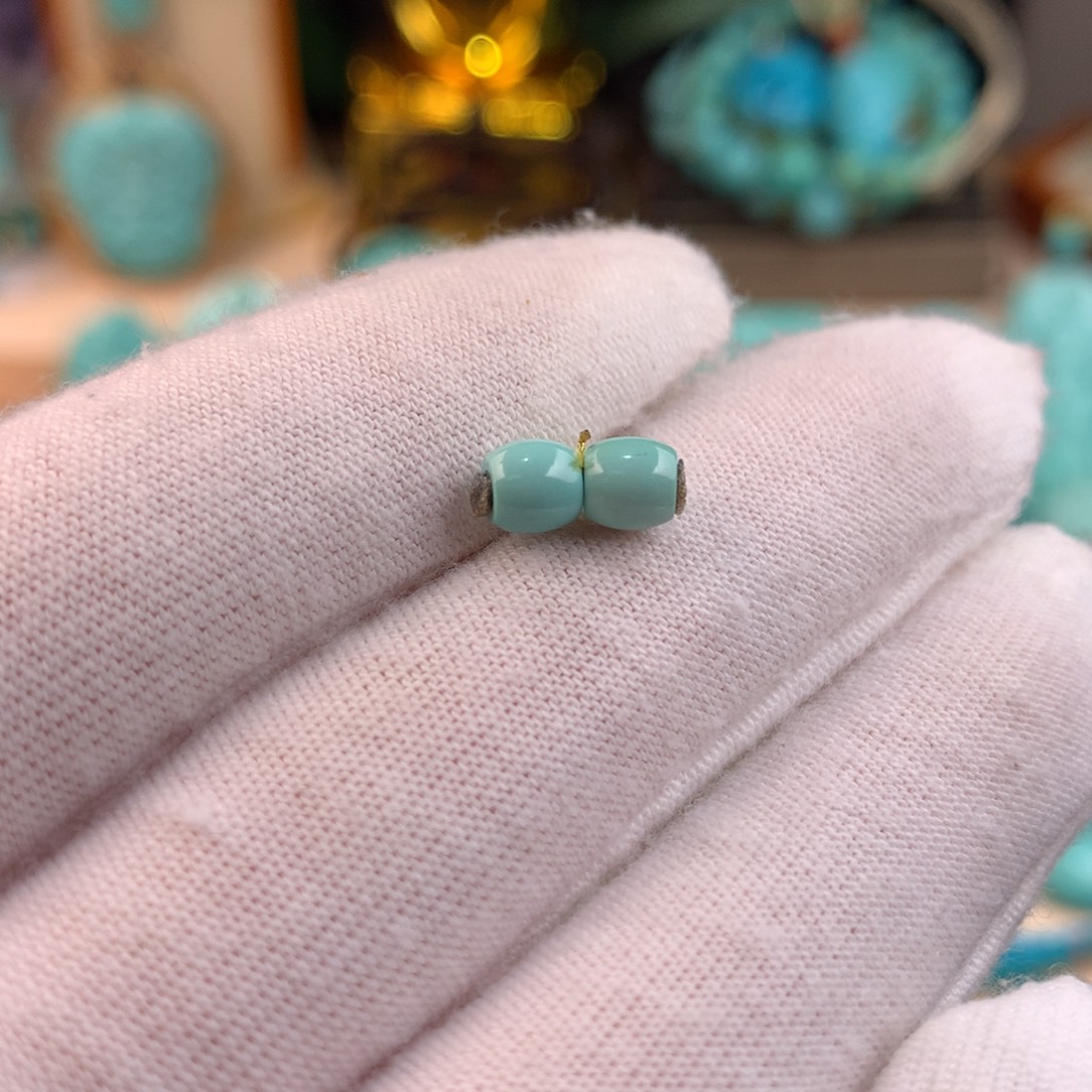 绿松石未镶嵌对珠卡4.7