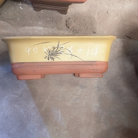 紫砂花盆四方长方黄色一个