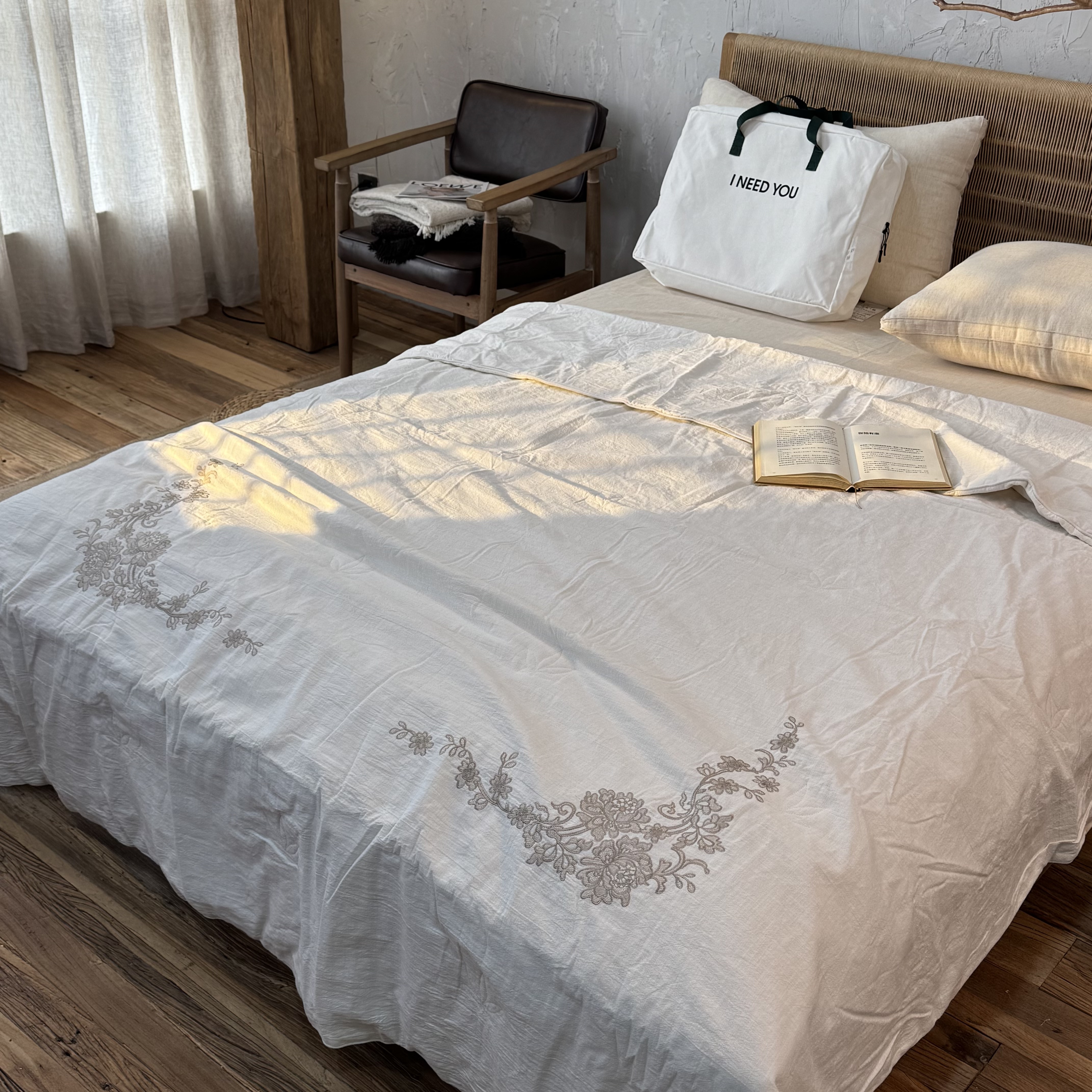 【叶语亚麻填充春秋被】直接盖四季被 环保柔软透气舒适