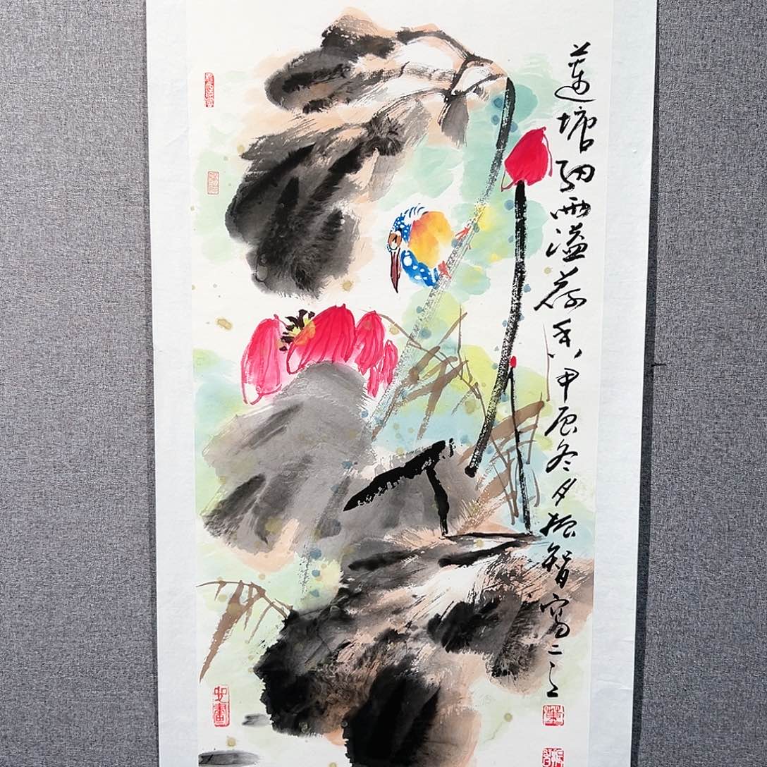 国画红袍画院手绘作品