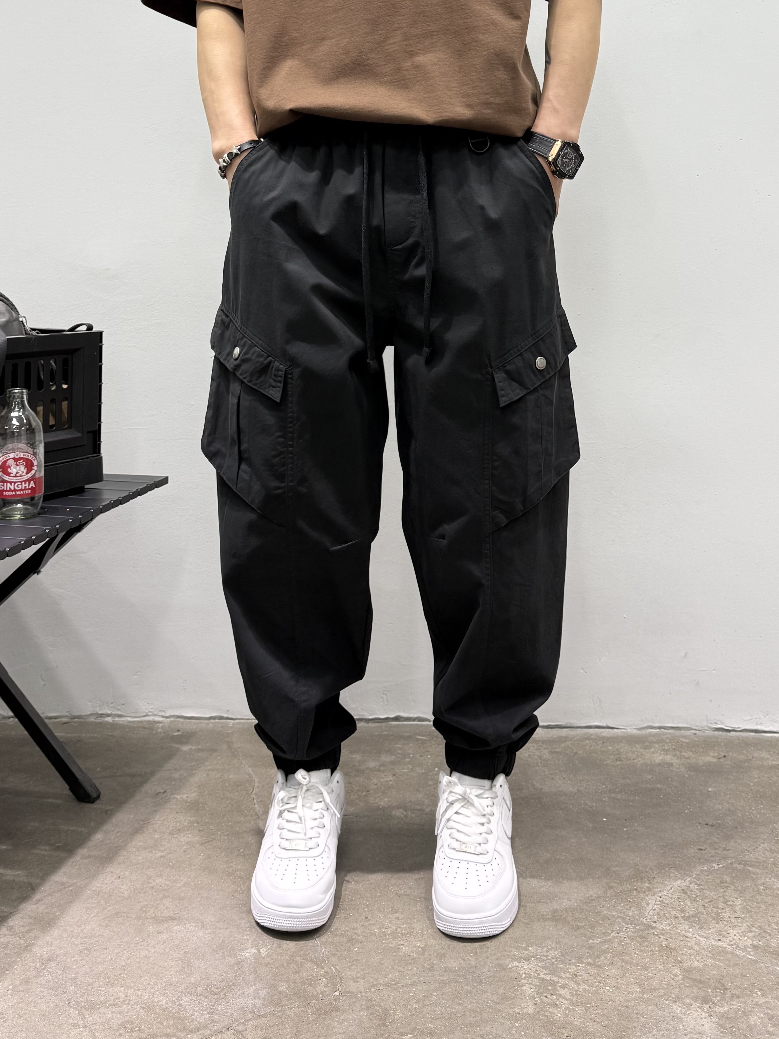 9666#春夏新款潮流薄款直筒工装裤男春夏季宽松休闲裤时尚青春