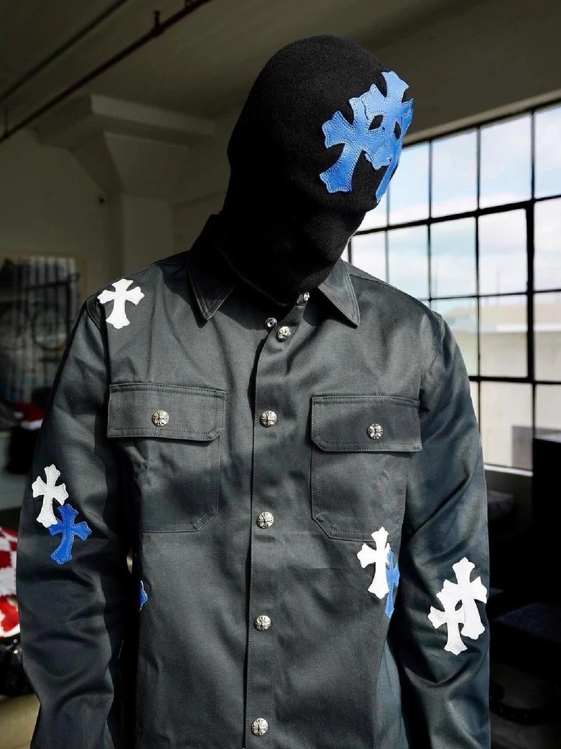 CROSS×美式街头潮牌十字架牛仔外套男女同款小众时尚宽松牛仔夹克