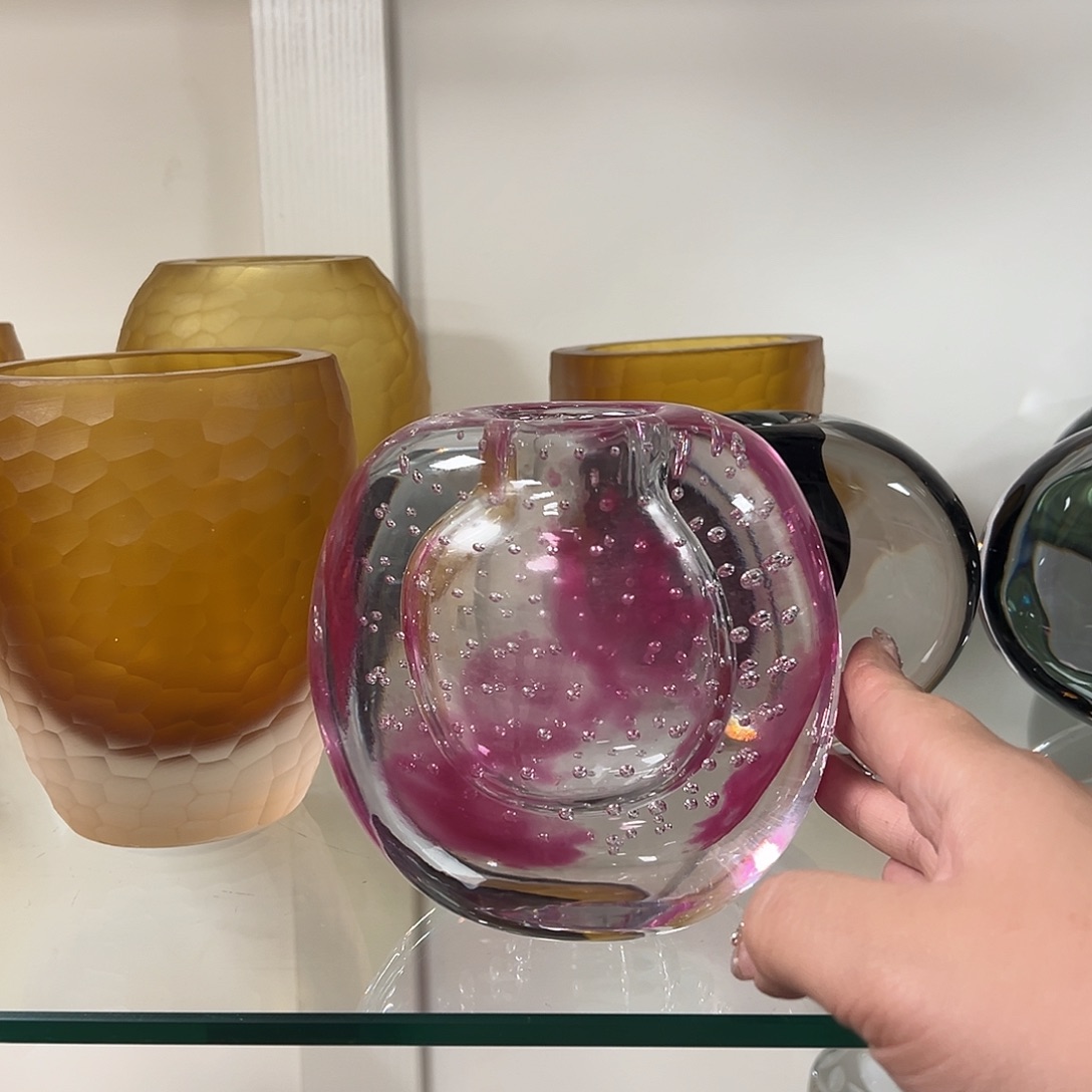 琉璃高14金红琉璃花器