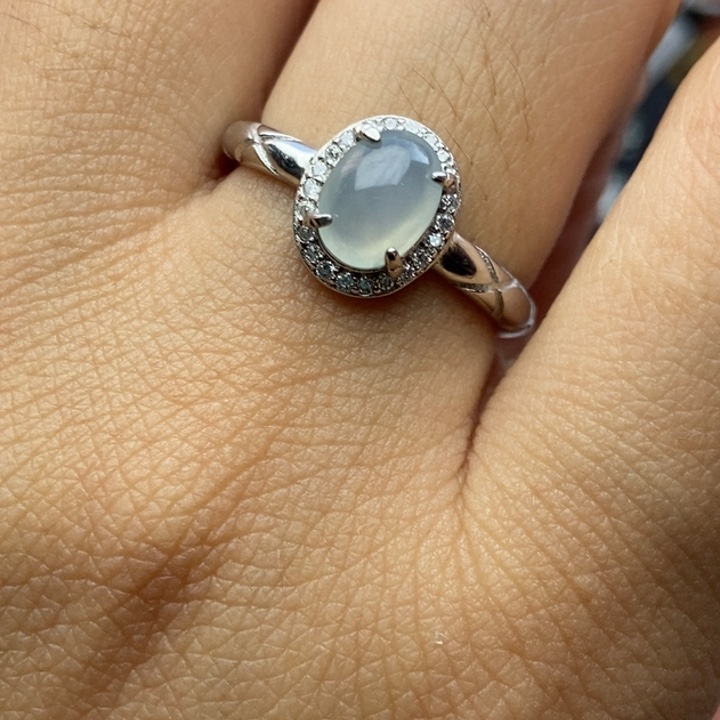 翡翠戒指银S925镶嵌戒指