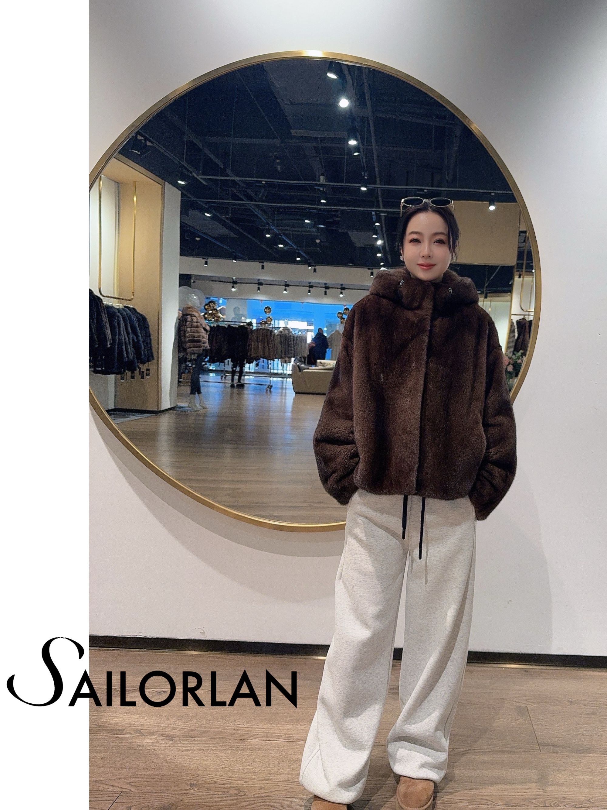 SAILORLAN 「月下听风」减龄时尚气质貂皮外套