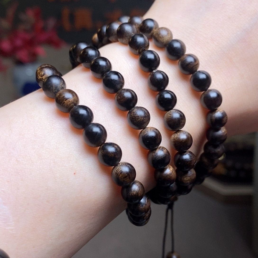 沉香手串越南芽庄白棋瘤疤0.6×108