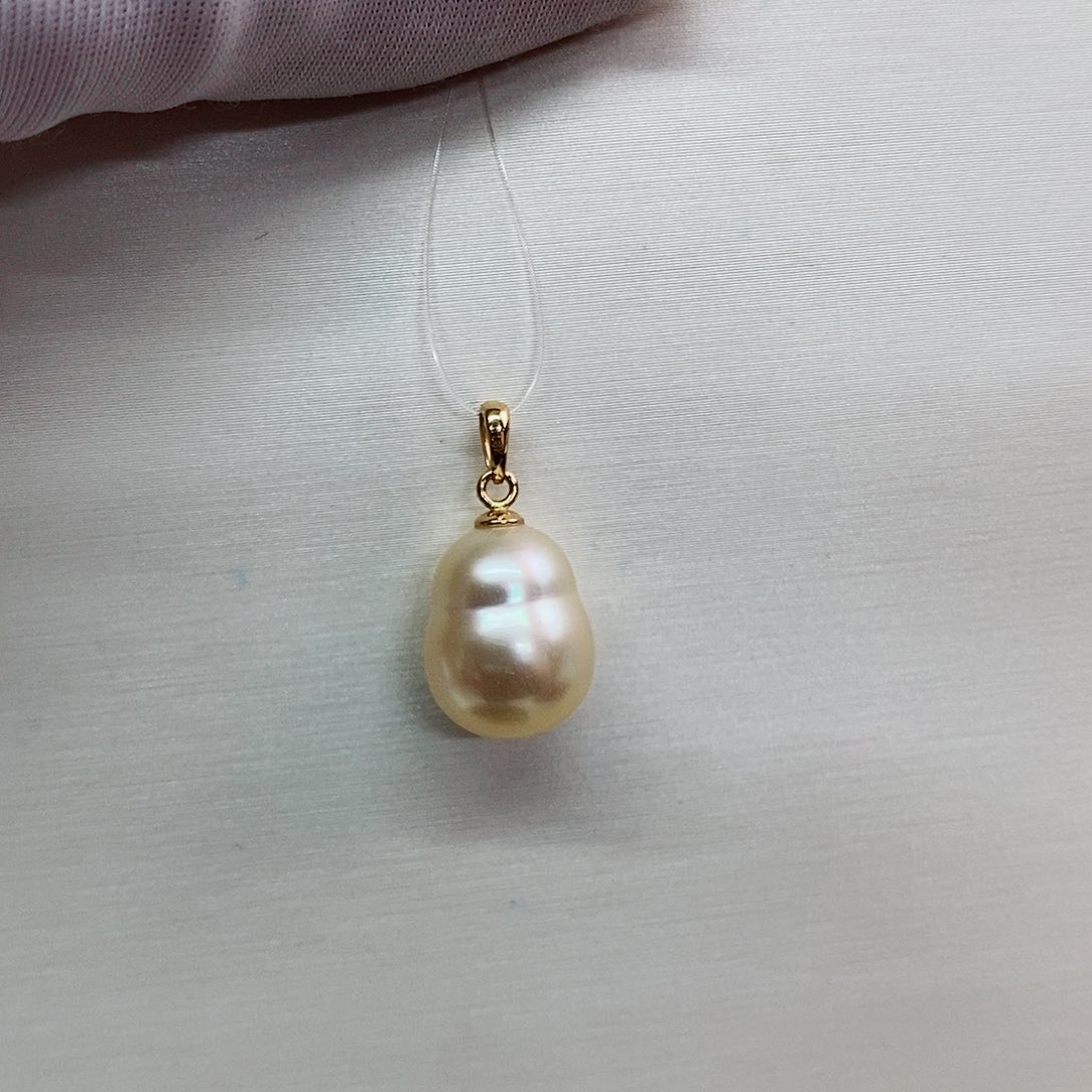 吊坠(不含链)18K金镶嵌海水珍珠10-11