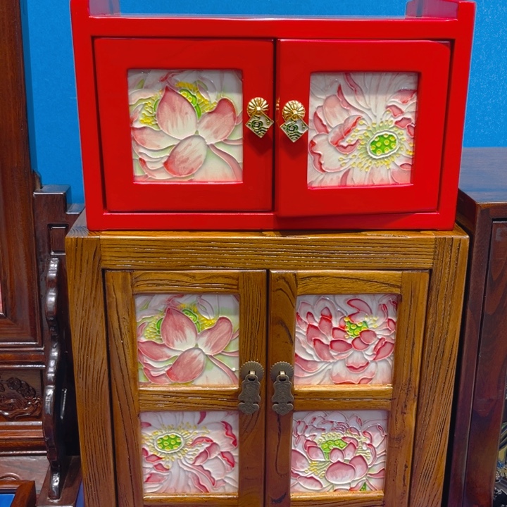 加大款瓷板画艺术作品经典矮柜➕提梁柜子