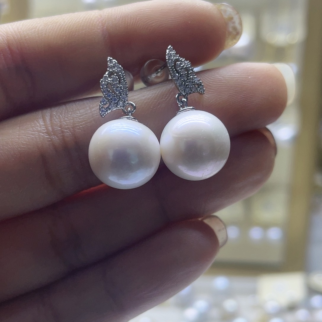 淡水珍珠耳饰银S925镶嵌